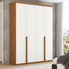 Imagem de Guarda-Roupa Solteiro Melbourne 4 Portas 2 Gavetas 100% Mdf Amêndoa Clean/Branco - Panorama Móveis
