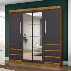 Imagem de Guarda Roupa Solteiro 4 Portas 6 Gavetas com Espelho 1577 Araplac