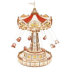 Imagem de Montado Cadeira voadora giratória aérea quebra-cabeça 3d quebra-cabeça de madeira experimentos científicos brinquedos educativos de construção 3d quebra-cabeças para adultos, artes Engraçado