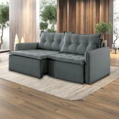 Imagem de Sofá Cama Retrátil e Reclinável 2 Módulos 260 Cm Flórida Cinza