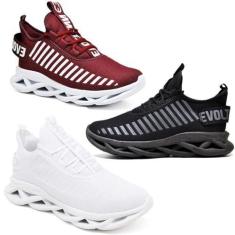 Imagem de Kit 3 Tênis Trança Black, Bordo e White 42