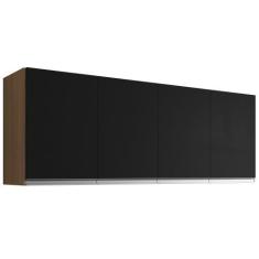 Imagem de Armário Aéreo P/ Cozinha Andreia 160cm c/ 4 Portas Amendoa/PT - Ajl Mó