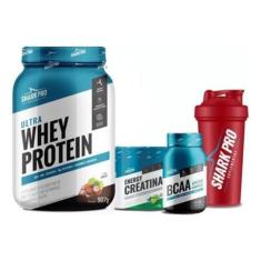Imagem de Combo shark pro whey protein leite + creatina + bcaa + brind