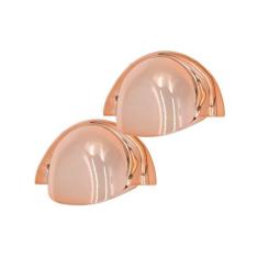 Imagem de Kit 2 Puxadores de Gaveta Antigos Concha Retro Rose Gold 64mm (Rose Gold)