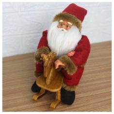 Imagem de Decoração Enfeite Natal Papai Noel Cavalinho De Balanço 22cm