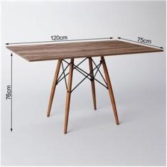 Imagem de Mesa Dkr Eiffel Retangular Tampo De Madeira 120x75cm Amêndoa