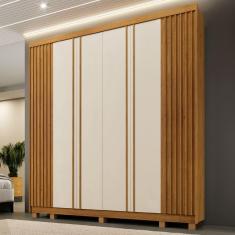 Imagem de Guarda-Roupa Casal Monte Rei 6 Portas 6 Gavetas Ripado Cinamomo/Off White - Panorama Móveis
