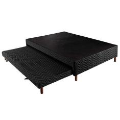 Imagem de Cama Box Base C/Auxiliar Universal Casal Sommier Rústico Bordado Black (138X188x30) - Paropas