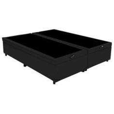Imagem de Cama Baú Queen Size Bipartido Suede Preto 1.58X1.98 - Real Comfort Est