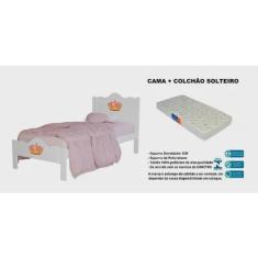 Imagem de Cama Solteiro Nina Branca 100% Mdf c/ Colchão Solteiro -Basoto