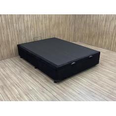 Imagem de Base Box Baú Casal Blindado Suede Preto 36X138x188 An - Alpoim
