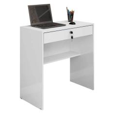 Imagem de Escrivaninha Mesa Para Notebook 1 Gaveta Com Chave Andorinha JCM Movelaria Cor Branco