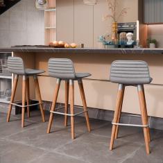 Imagem de Banqueta Baixa Linea Aço Champanhe Assento Cinza