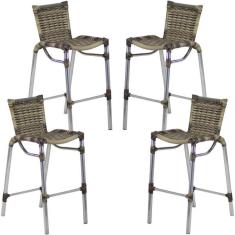 Imagem de Kit 4 Banquetas Alum nio Fortaleza Alta Para Balc o Cozinha B
