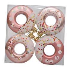 Imagem de Generic 4x Donut Enfeites de Natal Donut Decoração Pendurada Presentes Ideais Lembrancinhas de Festa Pingente de Árvore de Natal para Festivais Parede de, Rosa Ouro