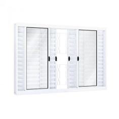 Imagem de Janela de Correr Aço Veneziana 6 Folhas com Grade Mosaico Riobras 100cmx200cm Branco