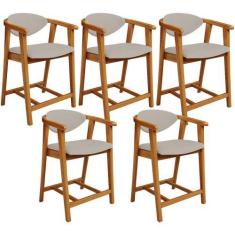 Imagem de Kit 05 Banquetas Baixa Para Cozinha Sala Jantar Bancada Cecília L02 Li