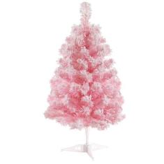 Imagem de Árvore de Natal Gloreyan 60 cm de PVC rosa flocada com suporte