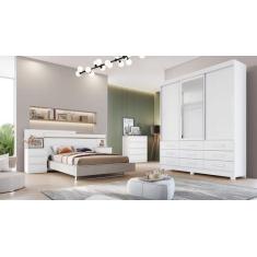 Imagem de Guarda Roupa Solteiro Com Espelho 3 Portas 9 Gavetas - Capri-Branco -