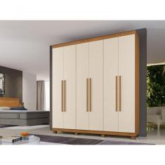 Imagem de Roupeiro Milão 6 Portas 3 Gavetas Benetil Cor:cinamomo/off