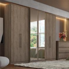 Imagem de Guarda Roupa Casal 6 Portas 4 Gavetas Baviera Full Glass Thb