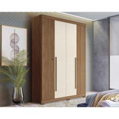 Imagem de Guarda Roupa Solteiro 4 Portas E 2 Gavetas c/ Pés Buriti Jatoba/areia - Santos Andirá