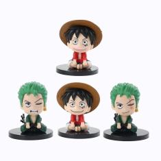 Imagem de 4pcs/lot Anime One Piece Luffy Roronoa Zoro Figuras de Ação G