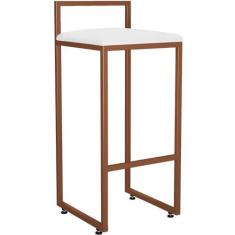 Imagem de Banqueta Alta Para Cozinha Sala De Jantar Hanna L02 Bronze Corano Branco - Lyam Decor