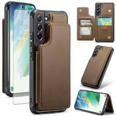 Imagem de Asuwish Capa de telefone para Samsung Galaxy S21 FE 5G capa carteira com protetor de tela e bloqueio RFID couro PU suporte para cartão de crédito celular S 21 EF S21FE5G UW S21FE 21S G5 16.3 cm