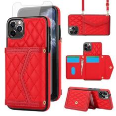 Imagem de Asuwish Capa de celular para iPhone 11 Pro 5.8 com protetor de tela de vidro temperado com bloqueio de RFID, suporte de cartão de crédito, alça transversal para iPhone11pro iPhone11 i XI 11s 11pro