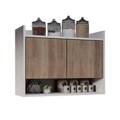 Imagem de Armário De Cozinha Aéreo 70,5 Cm 2p Com Nicho Colin Branco/freijó M12 - D`rossi