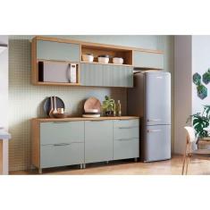 Imagem de Cozinha Modulada Nesher Marquesa 5 Peças (3 Aéreos + 2 Balcões) Nature/Verde-Nesher