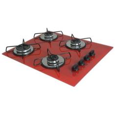 Imagem de Fogão Cooktop Classic 4 Bocas Ultra Chama Marmorizado Vermelho - Chama
