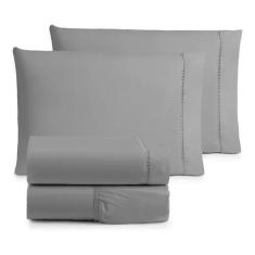Imagem de Jogo Lençol Casal 4 Peças 200 Fios Percal 100% Poliester Cinza