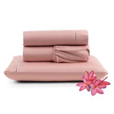 Imagem de Jogo Cama Lençol Unique Solteiro 400 Fios Ponto Palito 3 Peças - Rosê