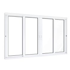 Imagem de Janela de Alumínio de Correr 120x200cm 2 Folhas Móveis 2 Fixas com Vidro Lucasa Eccellente Branco
