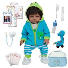 Imagem de Boneco Reborn Realista Príncipe Com Bolsa 20 Acessórios - Cegonha Rebo