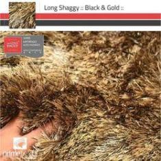 Imagem de Tapete Long Shaggy Black & Gold, /Ouro, Fios de Seda 1,50 x 2,00m