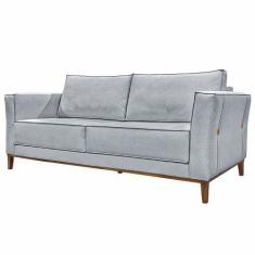 Imagem de Sofá Decorativo 2 Lugares 190cm Pés Em Madeira Tarantino Linho Cinza R