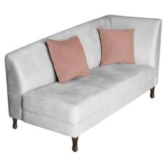 Imagem de Recamier Heitor 160cm com Almofada Lado Esquerdo Suede Branco/Rosê