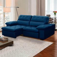Imagem de Sofa Retratil Reclinavel 2 Lugares 2,00m Crystal Veludo Azul LansofBR