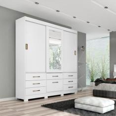 Imagem de Guarda-Roupa Casal Mdf 3 Portas De Correr Espelho 7 Gavetas 1 Sapateir