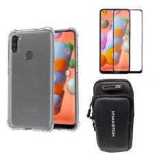 Imagem de Capinha Anti Impacto e Braçadeira Capa Porta Celular Para Corrida + Película 9d 3D Compatível Samsung Galaxy A11