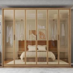 Imagem de Guarda Roupa Casal 6 Portas Espelho 4 Gavetas Marrom Reflex