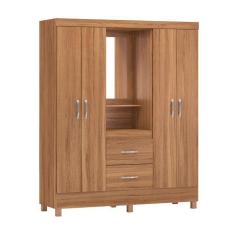 Imagem de Guarda-Roupa Solteiro com Espelho Lord 4 PT 2 GV Amêndola