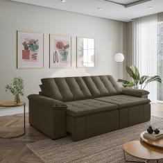 Imagem de Sofá Cama Retrátil e Reclinável 4 Lugares 280cm em Veludo com Molas Palmeira Cabecasa Madeiramadeira Grafite