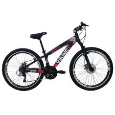 Imagem de Bicicleta Viking X Tuff25/30 Freeride Aro 26 Freio A Disco 21 Velocidades Roxo Laranja