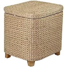 Imagem de Banqueta de armazenamento Banqueta de armazenamento de rattan doméstico baixo tecido pode sentar em sapatos das pessoas, banqueta de palha de perna de madeira, banqueta de palha de perna de