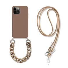 Imagem de Colar crossbody cordão de mármore corrente capa de silicone para iphone 13 12 mini 11 pro xs max xr x 8 7 6 s 6 plus se 2020 capa, marrom, para iphone xs max