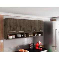 Imagem de Armario Suspenso de Cozinha 5 Portas Castani com Branco Brienza - Brie